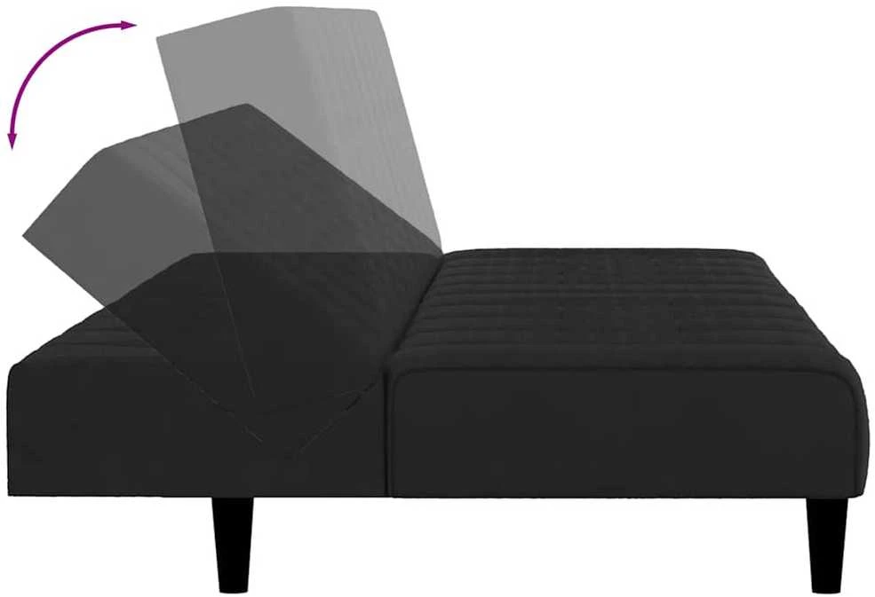 Dvivietė sofa-lova, juodos spalvos, aksomas