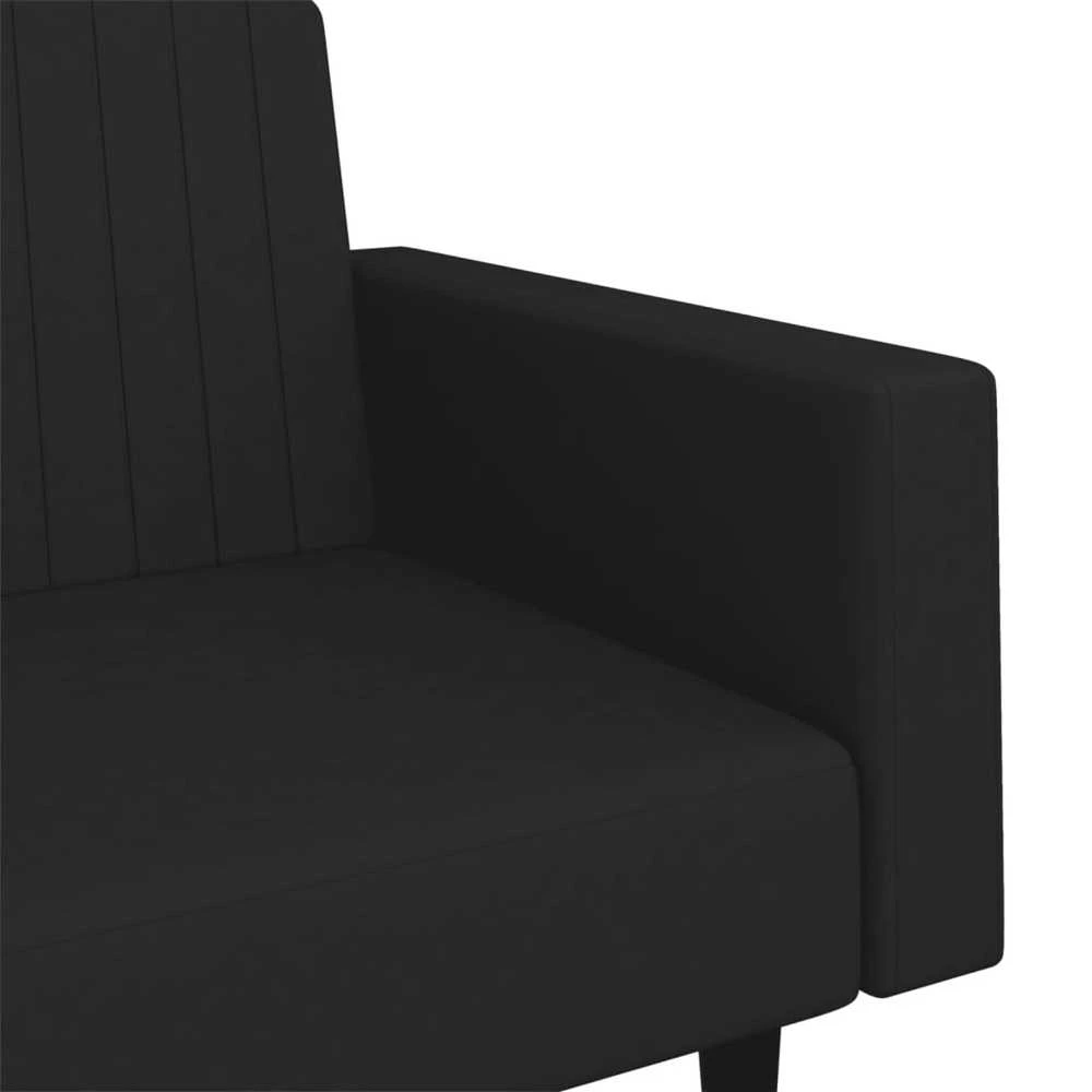 Dvivietė sofa-lova, juodos spalvos, aksomas