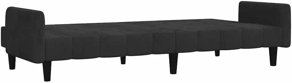 Dvivietė sofa-lova, juodos spalvos, aksomas