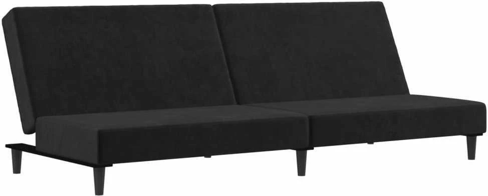 Dvivietė sofa-lova, juodos spalvos, aksomas