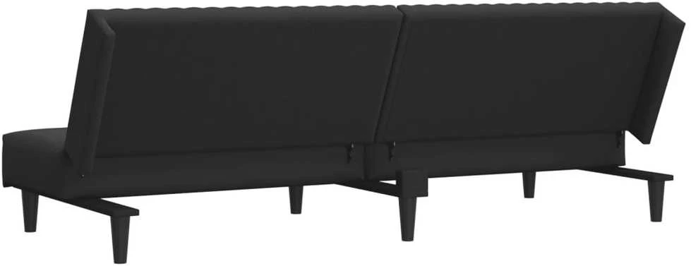 Dvivietė sofa-lova, juodos spalvos, aksomas