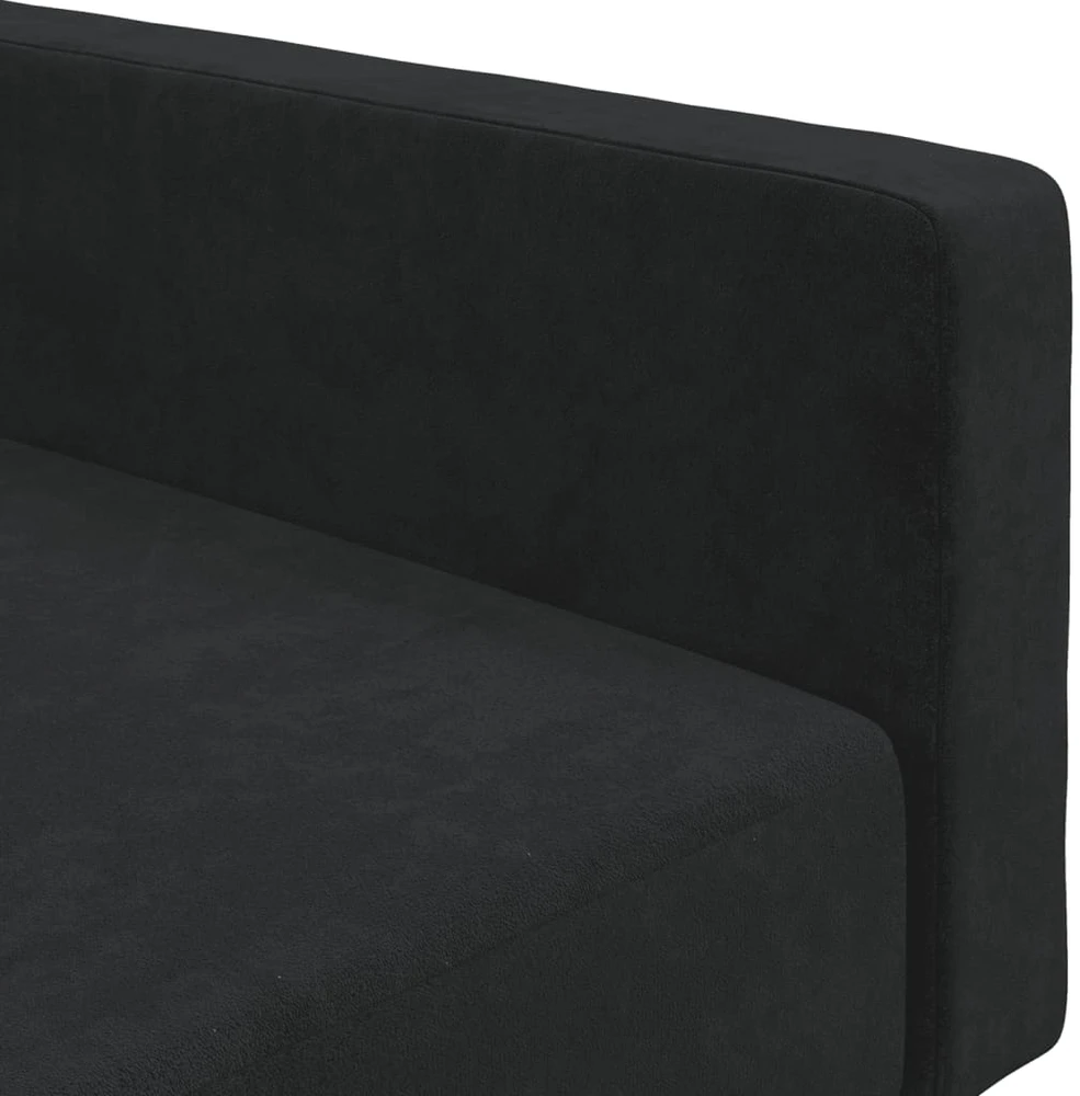 Dvivietė sofa-lova, juodos spalvos, aksomas