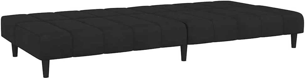 Dvivietė sofa-lova, juodos spalvos, aksomas