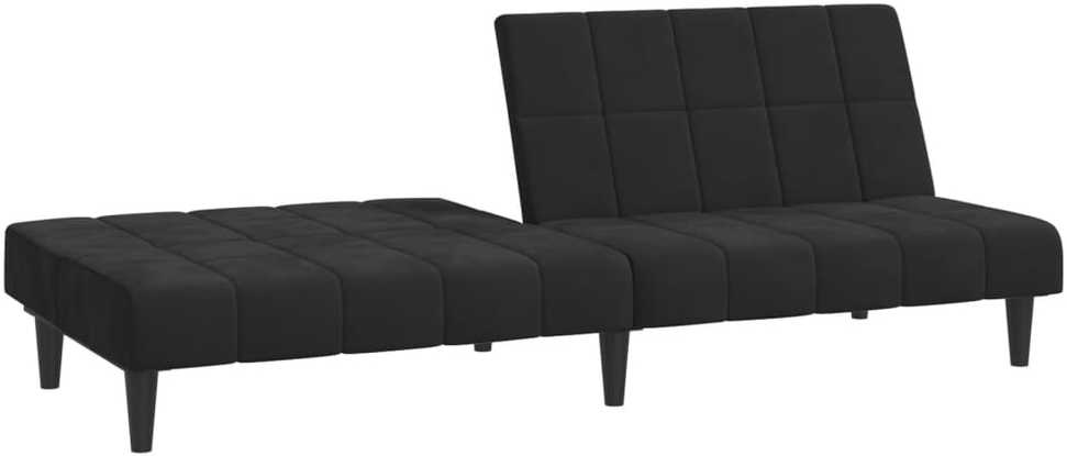 Dvivietė sofa-lova, juodos spalvos, aksomas
