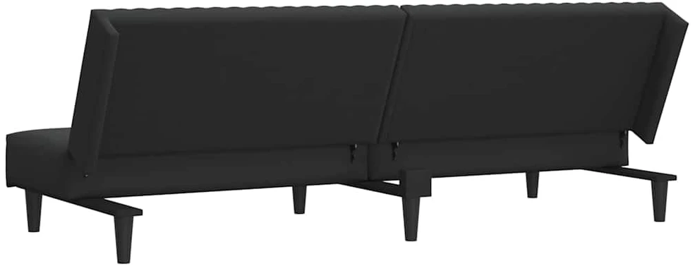 Dvivietė sofa-lova, juodos spalvos, aksomas