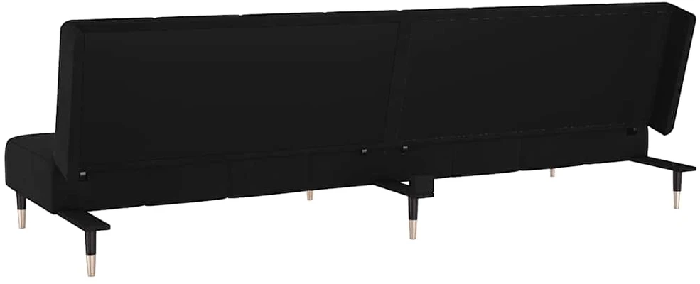Dvivietė sofa-lova, juodos spalvos, aksomas