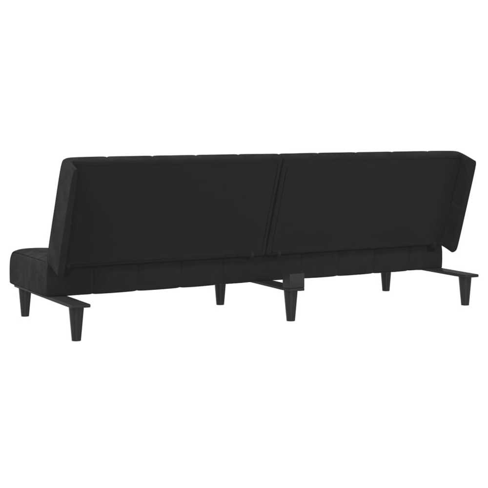 Dvivietė sofa-lova, juodos spalvos, aksomas
