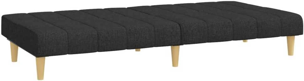 Dvivietė sofa-lova, juodos spalvos, audinys