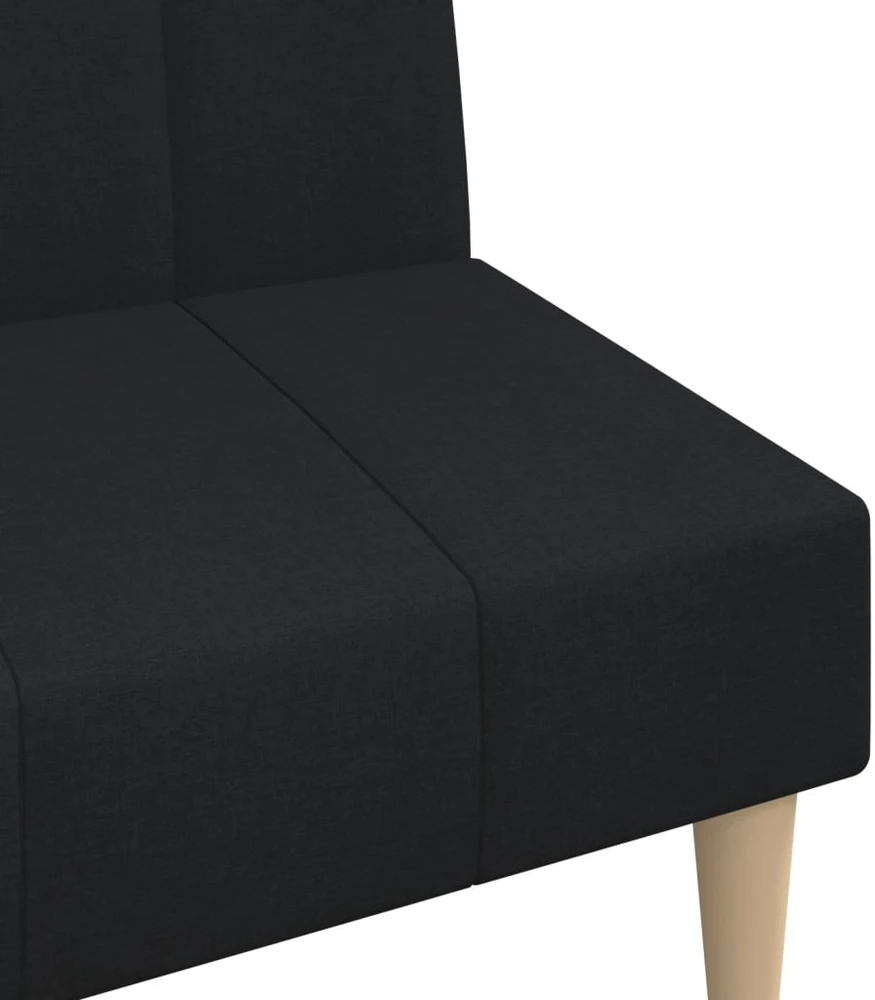 Dvivietė sofa-lova, juodos spalvos, audinys