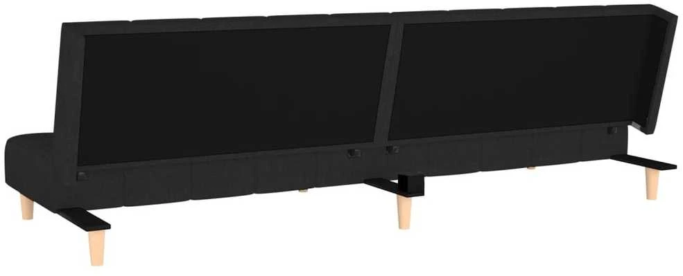 Dvivietė sofa-lova, juodos spalvos, audinys