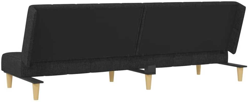 Dvivietė sofa-lova, juodos spalvos, audinys