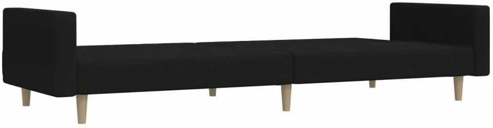 Dvivietė sofa-lova, juodos spalvos, audinys