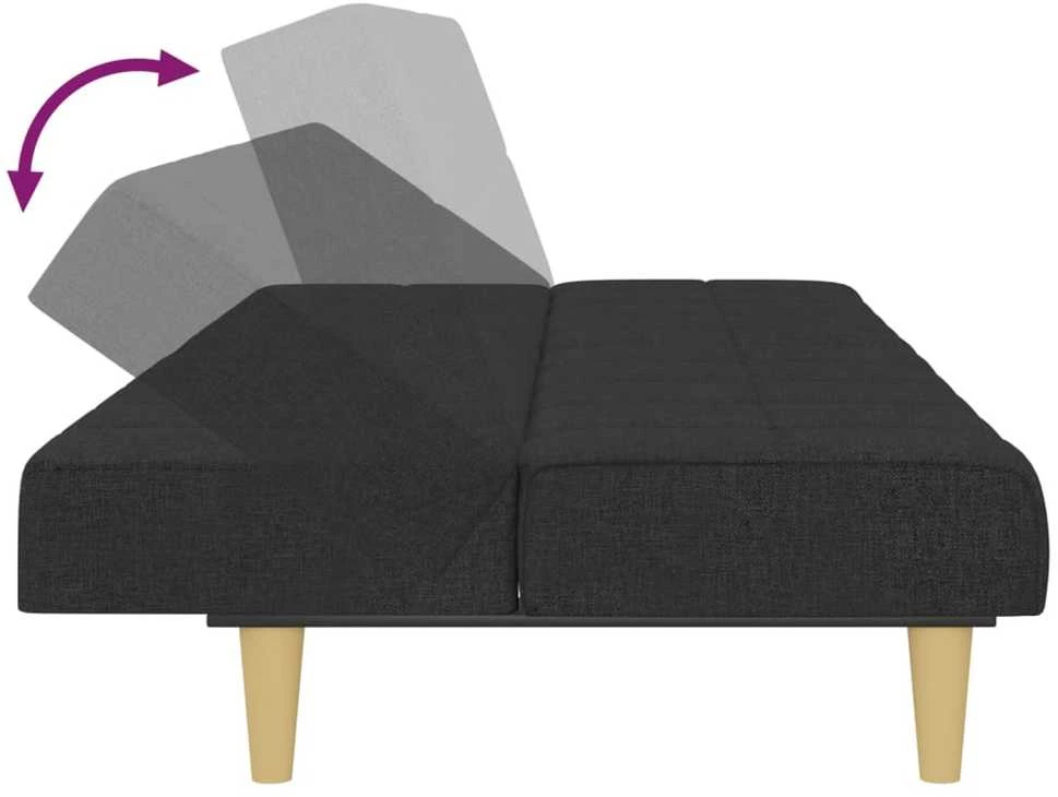 Dvivietė sofa-lova, juodos spalvos, audinys