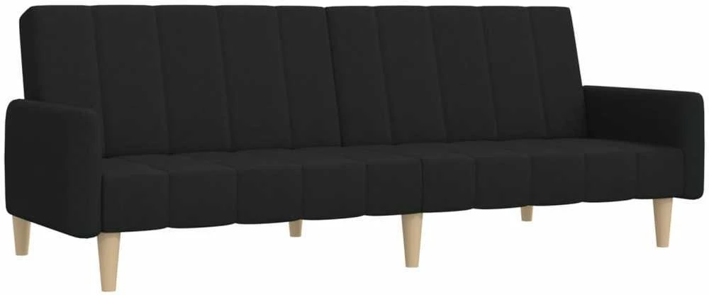 Dvivietė sofa-lova, juodos spalvos, audinys
