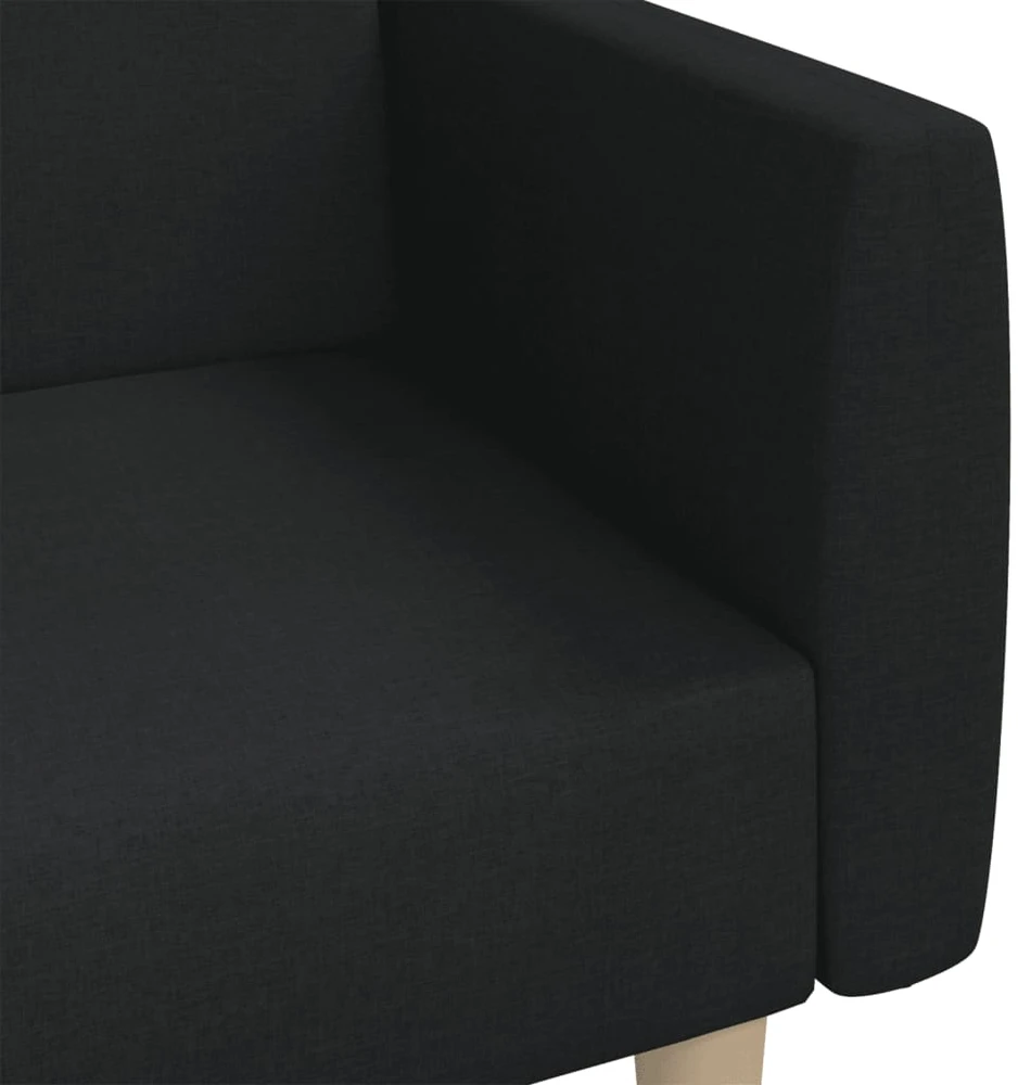 Dvivietė sofa-lova, juodos spalvos, audinys