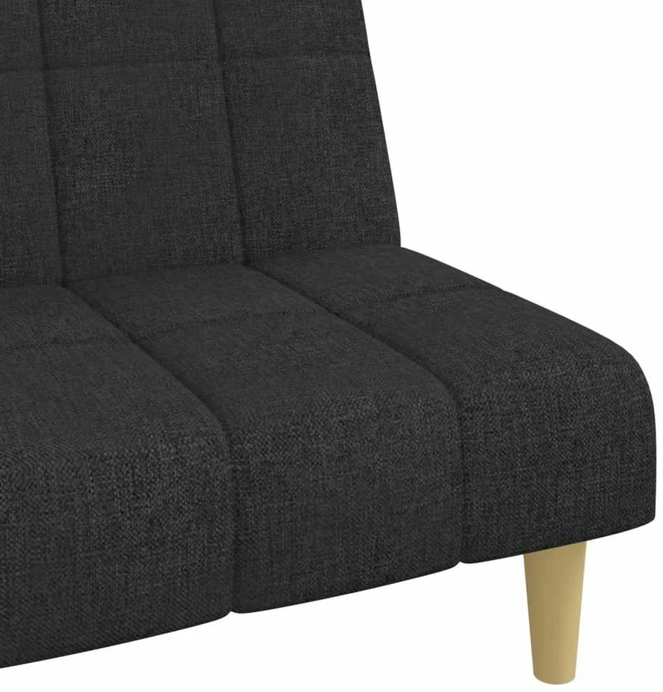 Dvivietė sofa-lova, juodos spalvos, audinys