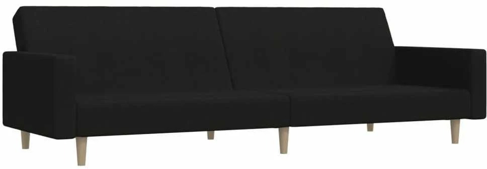 Dvivietė sofa-lova, juodos spalvos, audinys