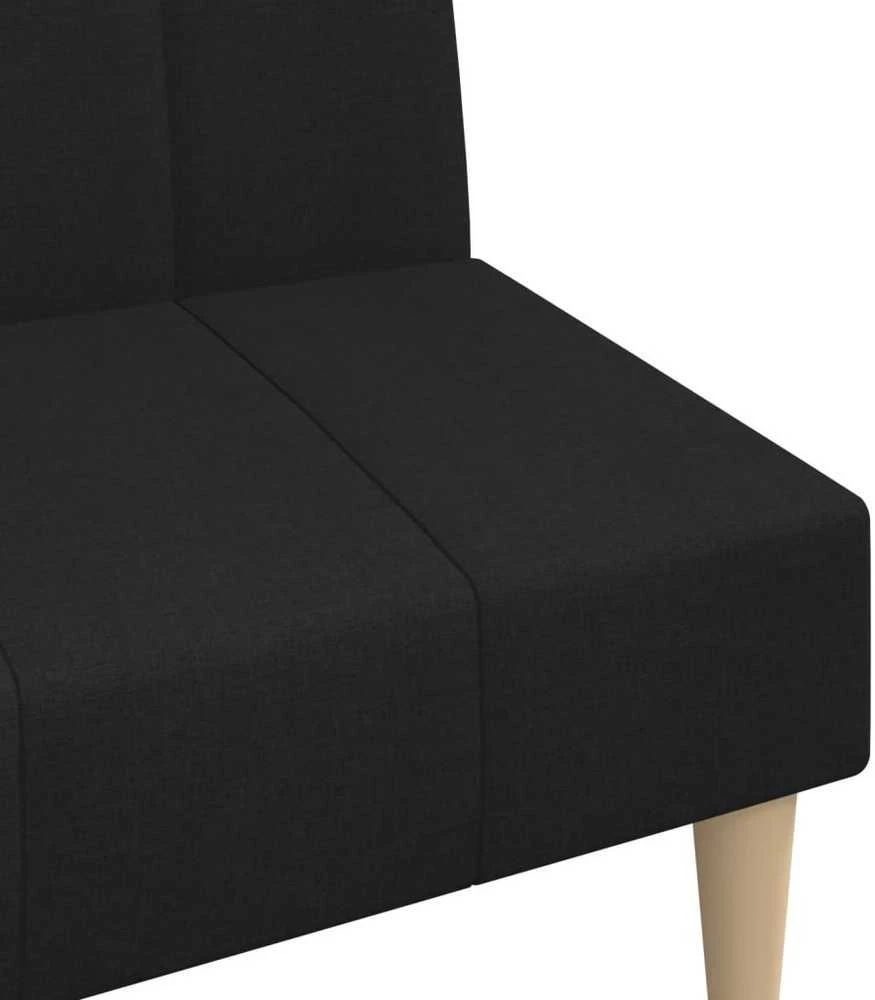 Dvivietė sofa-lova, juodos spalvos, audinys