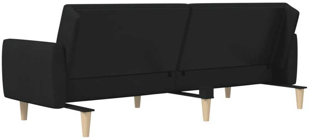Dvivietė sofa-lova, juodos spalvos, audinys