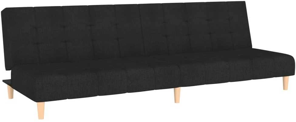 Dvivietė sofa-lova, juodos spalvos, audinys