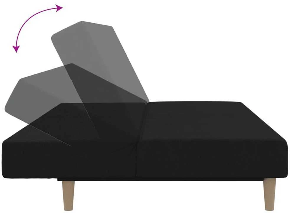 Dvivietė sofa-lova, juodos spalvos, audinys