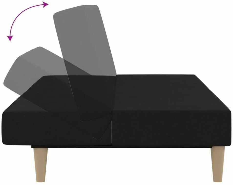 Dvivietė sofa-lova, juodos spalvos, audinys