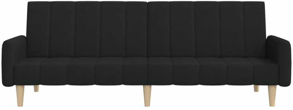 Dvivietė sofa-lova, juodos spalvos, audinys