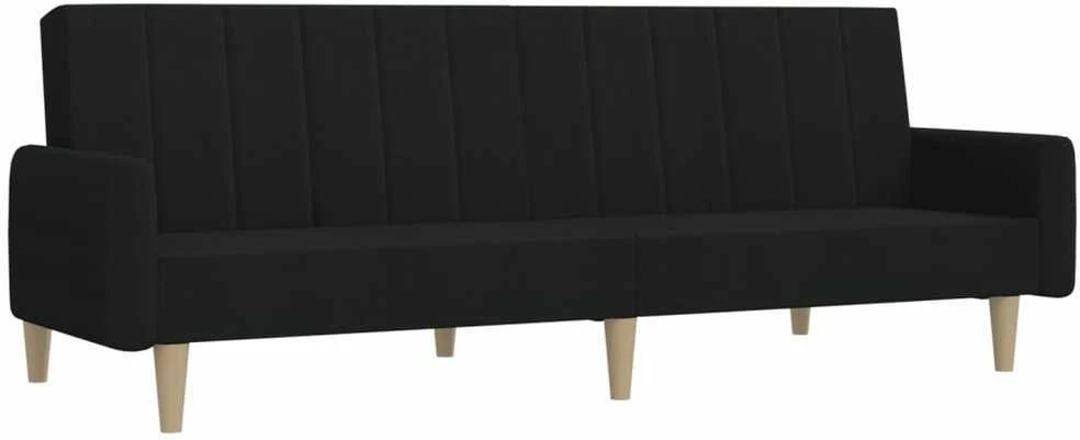 Dvivietė sofa-lova, juodos spalvos, audinys