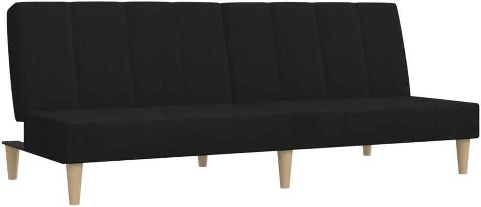 Dvivietė sofa-lova, juodos spalvos, audinys