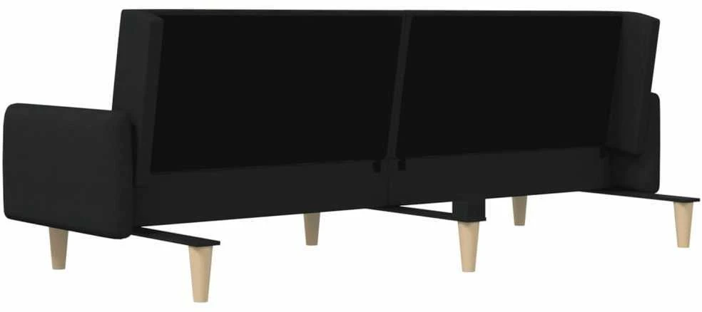 Dvivietė sofa-lova, juodos spalvos, audinys