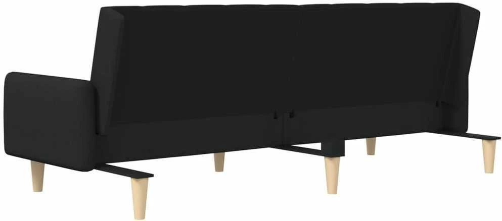 Dvivietė sofa-lova, juodos spalvos, audinys