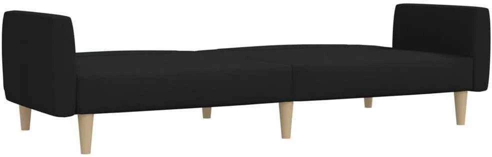 Dvivietė sofa-lova, juodos spalvos, audinys