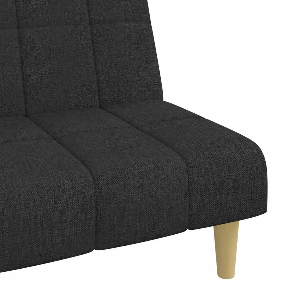 Dvivietė sofa-lova, juodos spalvos, audinys