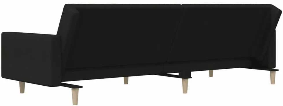 Dvivietė sofa-lova, juodos spalvos, audinys