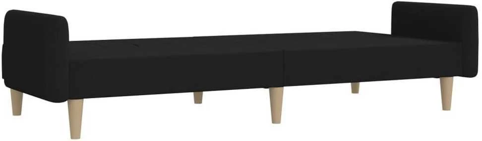 Dvivietė sofa-lova, juodos spalvos, audinys