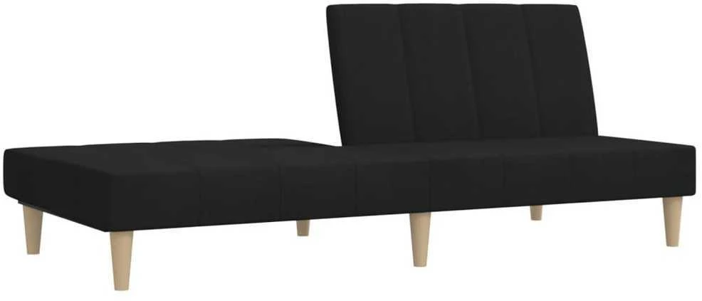 Dvivietė sofa-lova, juodos spalvos, audinys