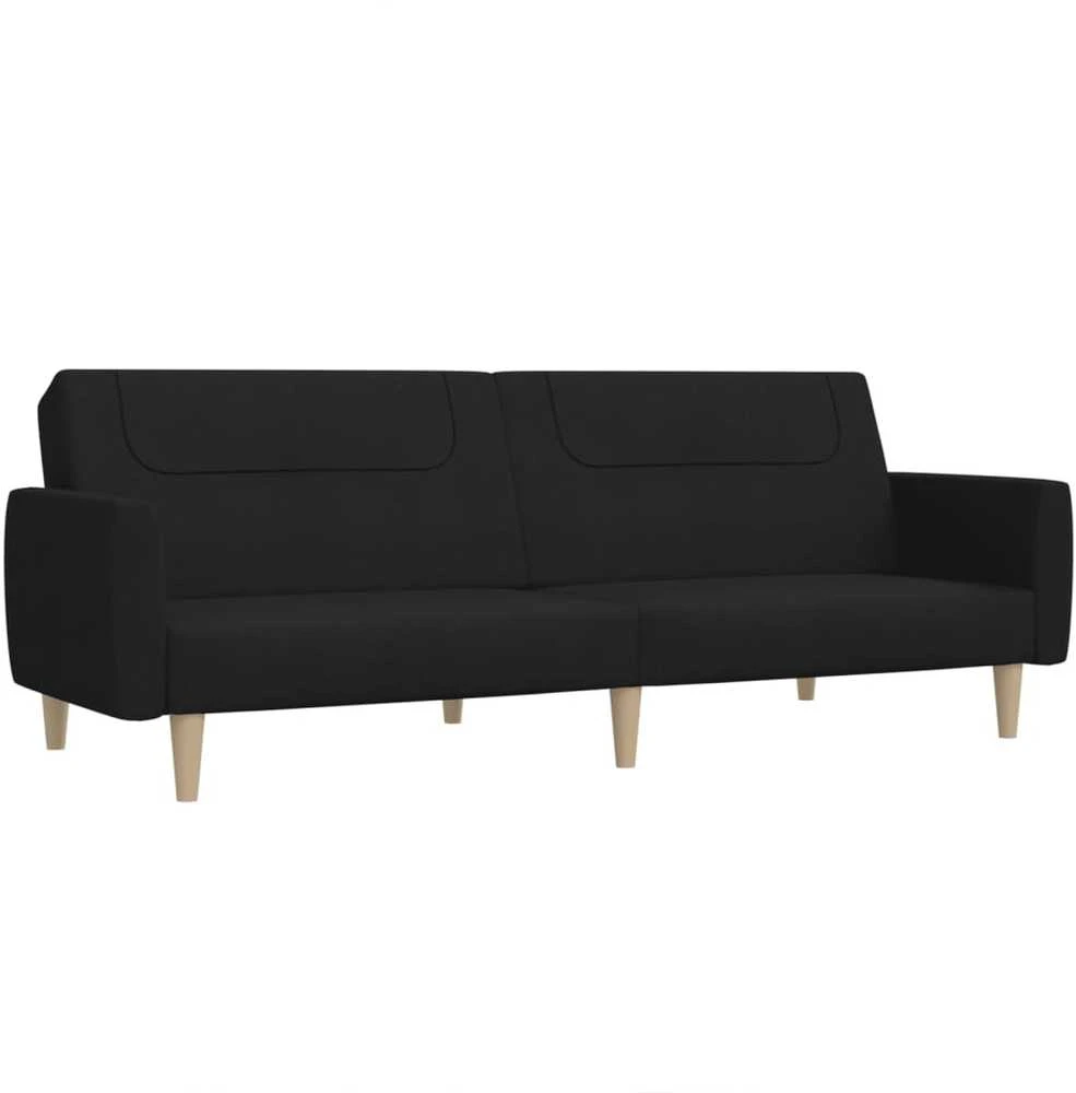 Dvivietė sofa-lova, juodos spalvos, audinys