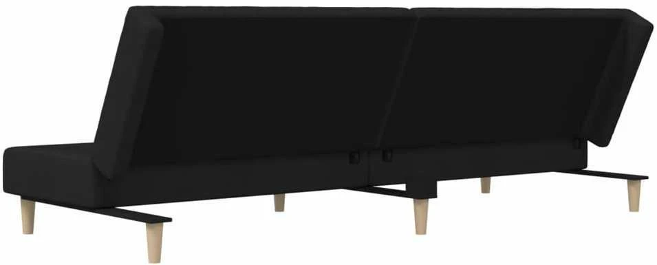 Dvivietė sofa-lova, juodos spalvos, audinys