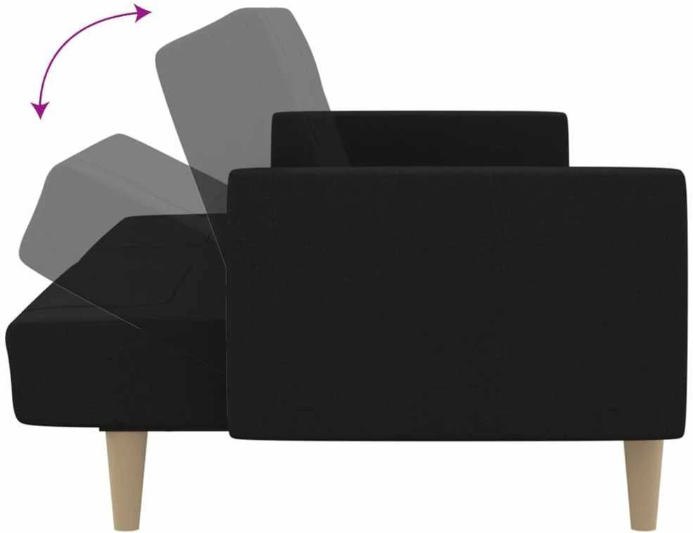 Dvivietė sofa-lova, juodos spalvos, audinys