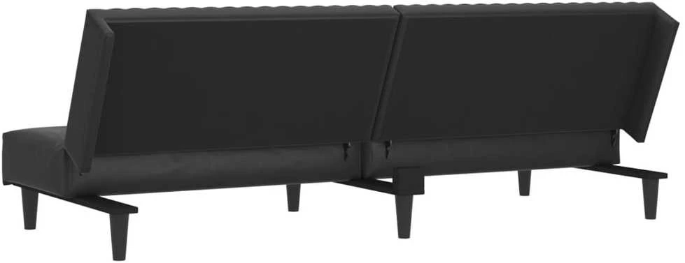 Dvivietė sofa-lova, juodos spalvos, dirbtinė oda