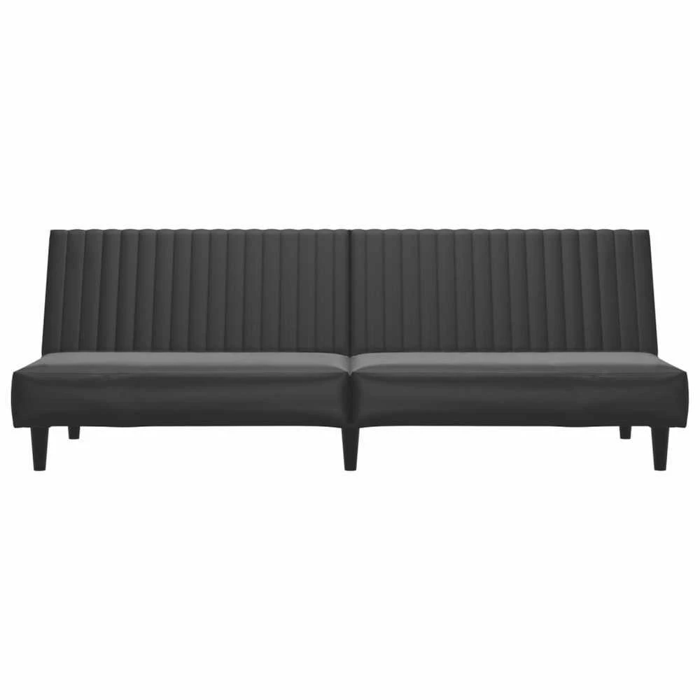 Dvivietė sofa-lova, juodos spalvos, dirbtinė oda