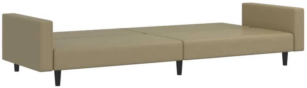 Dvivietė sofa-lova, kapučino spalvos, dirbtinė oda
