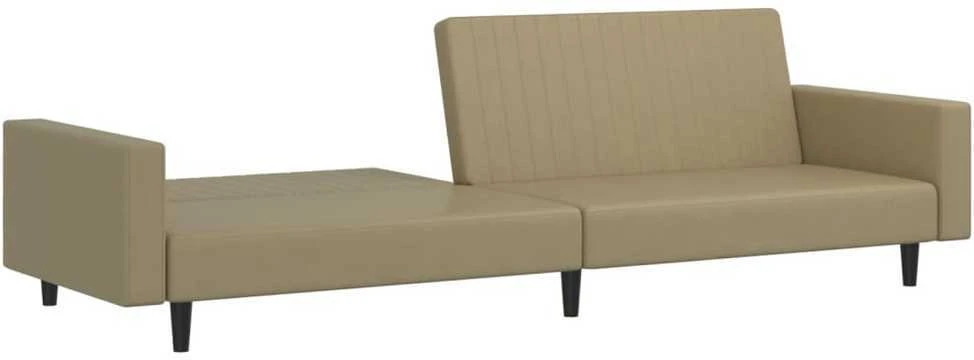 Dvivietė sofa-lova, kapučino spalvos, dirbtinė oda