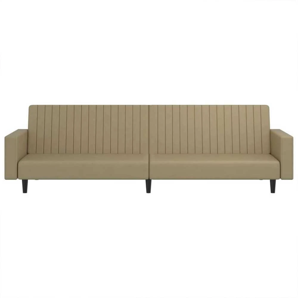 Dvivietė sofa-lova, kapučino spalvos, dirbtinė oda