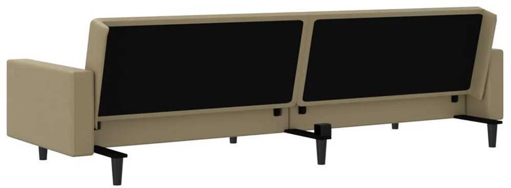 Dvivietė sofa-lova, kapučino spalvos, dirbtinė oda