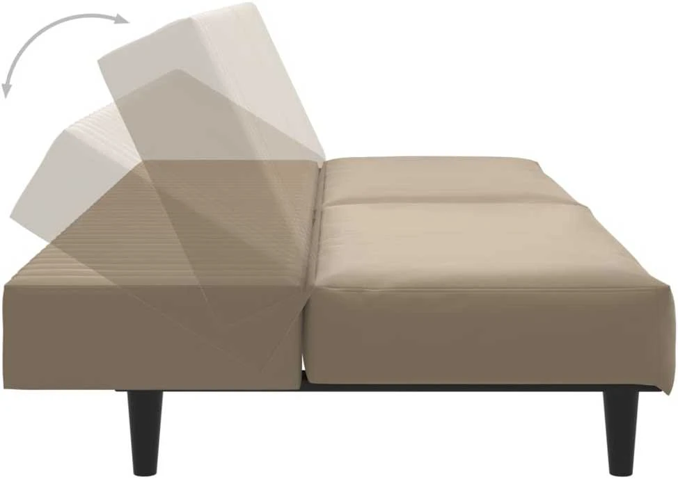 Dvivietė sofa-lova, kapučino spalvos, dirbtinė oda