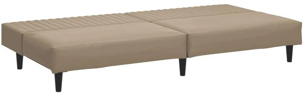Dvivietė sofa-lova, kapučino spalvos, dirbtinė oda