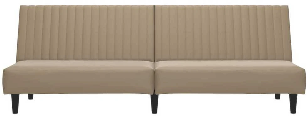 Dvivietė sofa-lova, kapučino spalvos, dirbtinė oda