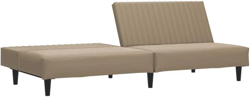 Dvivietė sofa-lova, kapučino spalvos, dirbtinė oda