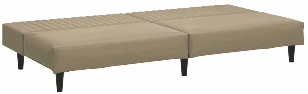 Dvivietė sofa-lova, kapučino spalvos, dirbtinė oda